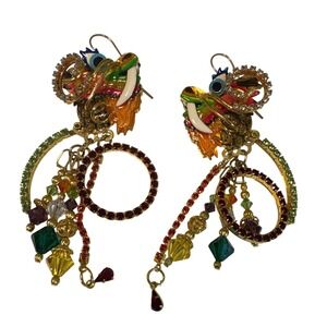 Lunch at The Ritz Dragon Dangle Earrings Rhinestone‎ Crystal Gemstone